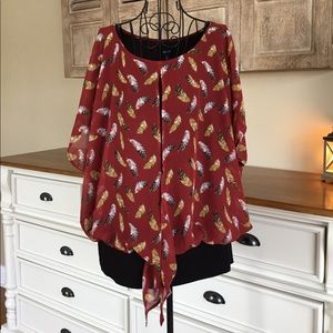 ALYX 2X Blouse FSU Feathers Red Gold Black